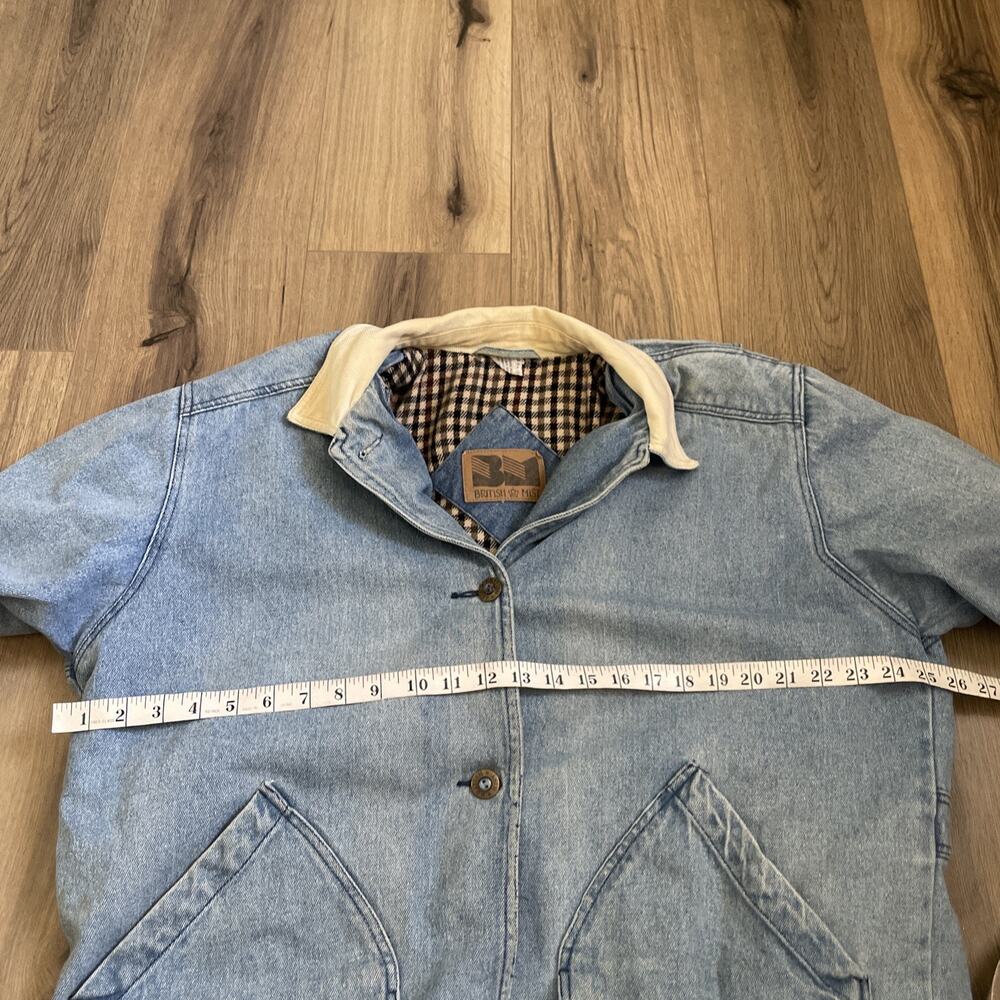 Vintage Blanket Lined Light Wash Denim Barn Chore Jacket Coat Large Read Stain - Picture 7 of 15